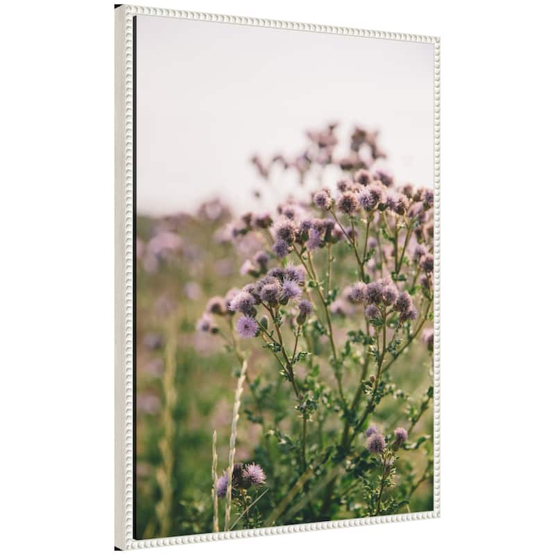 Kate and Laurel Sylvie Soft Purple Flower Blooms Framed Canvas by Patricia Hasz of Patricia Rae Photography - 23x33 - Ivory