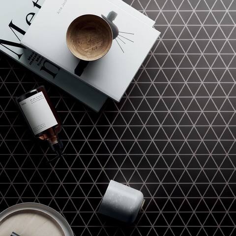 TileGen. 1.6" x 1.6 Triangle Porcelain Mosaic in Black Wall & Floor Tile (11 sheets/8.91sqft.)