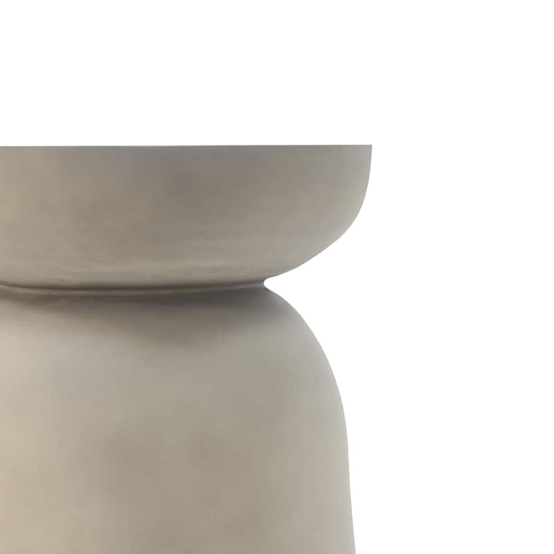 Roomfitters Outdoor Round Top MGO Drum Side Table, Modern Concrete End Table for Patio, Garden or Living Room Accent, Light Grey