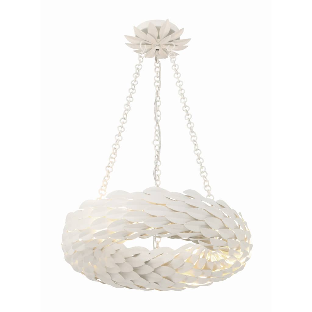 Broche 6 Light Matte White Chandelier - 18"W x 3.75"H x 18"D