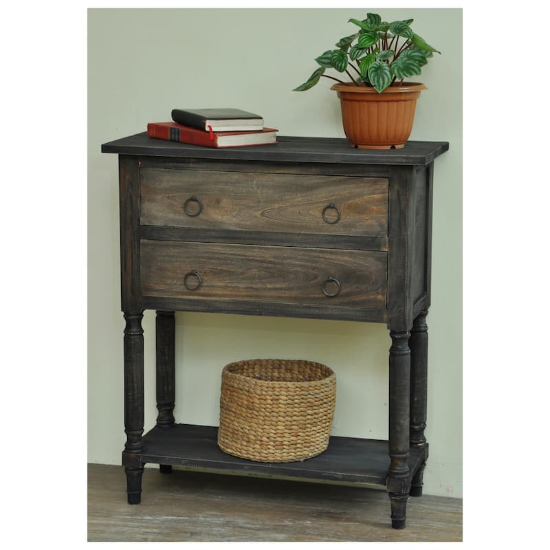 Stacked Drawer Storage Table - Solid Wood Display Cabinet - Side Table with Shelf - Fully Assembled - 32.5