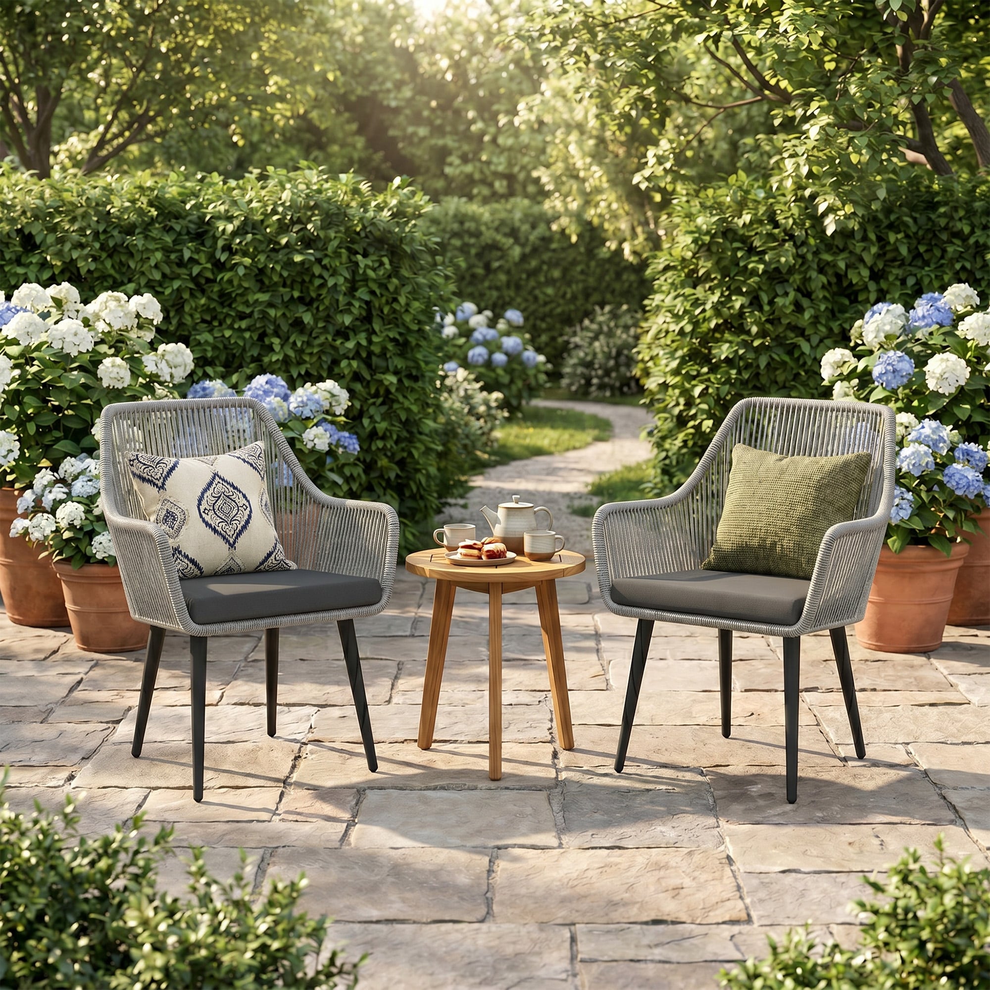 Modern All-Weather PE Wicker Outdoor Patio Dining Chairs with Cushions