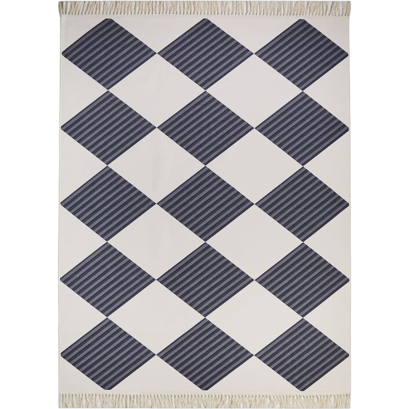 HomeRoots Gingham Modern, Contemporary Rectangle Area Rug - 3' X 5'