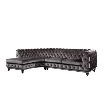 ACME Atesis Sectional Sofa in Dark Gray Velvet