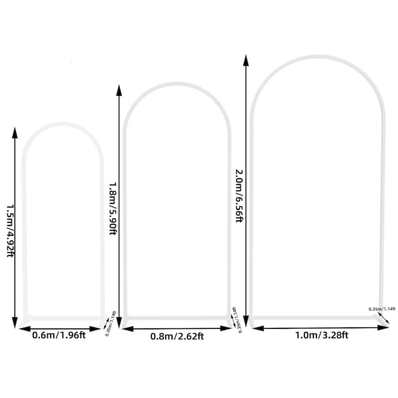 DIY 3 Sizes Metal Wedding Tall White Arch Backdrop Stand Arched Flower Stand