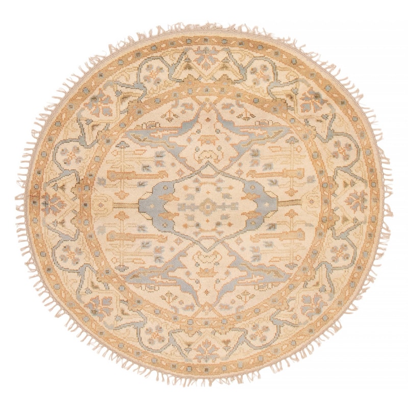 ECARPETGALLERY Hand-knotted Royal Oushak Cream Wool Rug - 4'10 x 4'10 - Cream - 4'10 x 4'10