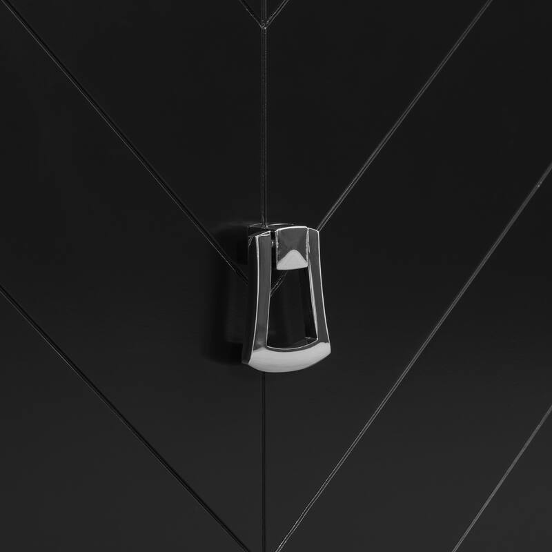 Retro-Style 4-Door Sideboard Narrow Entryway Table with Metal Handles, for Living Rooms, Foyer and Hallways, Black