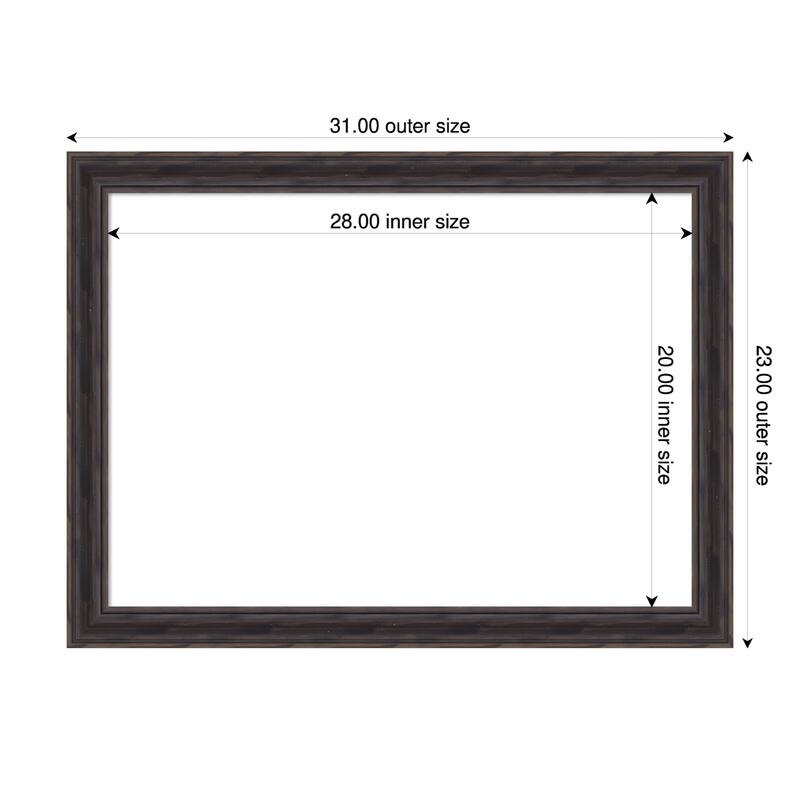 Amanti Art Rustic Pine Black Narrow Framed Dry Erase Magnetic Board - 31 x 23 in - Rustic Pine Brown Narrow