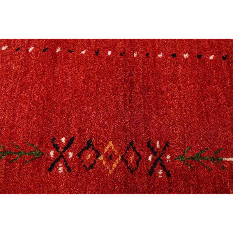 ECARPETGALLERY Hand Loomed Kashkuli Gabbeh Red Wool Rug - 4'11 x 7'9