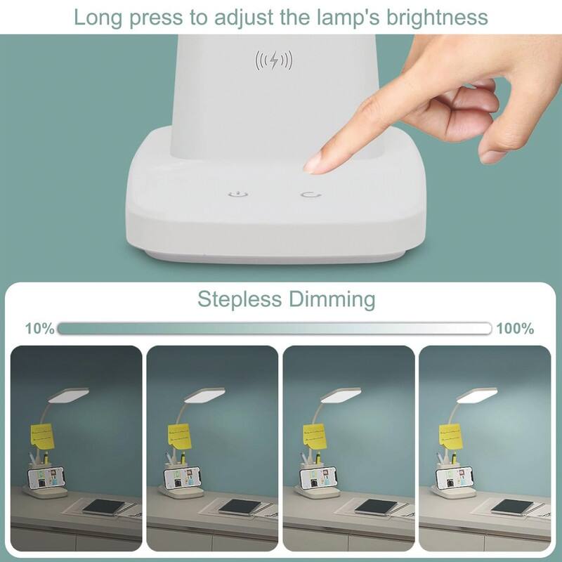 Small Desk Lamp with Pen Holder,3 Modes Dimmable Touch - 6.3"D x 5.12"W x 21.85"H