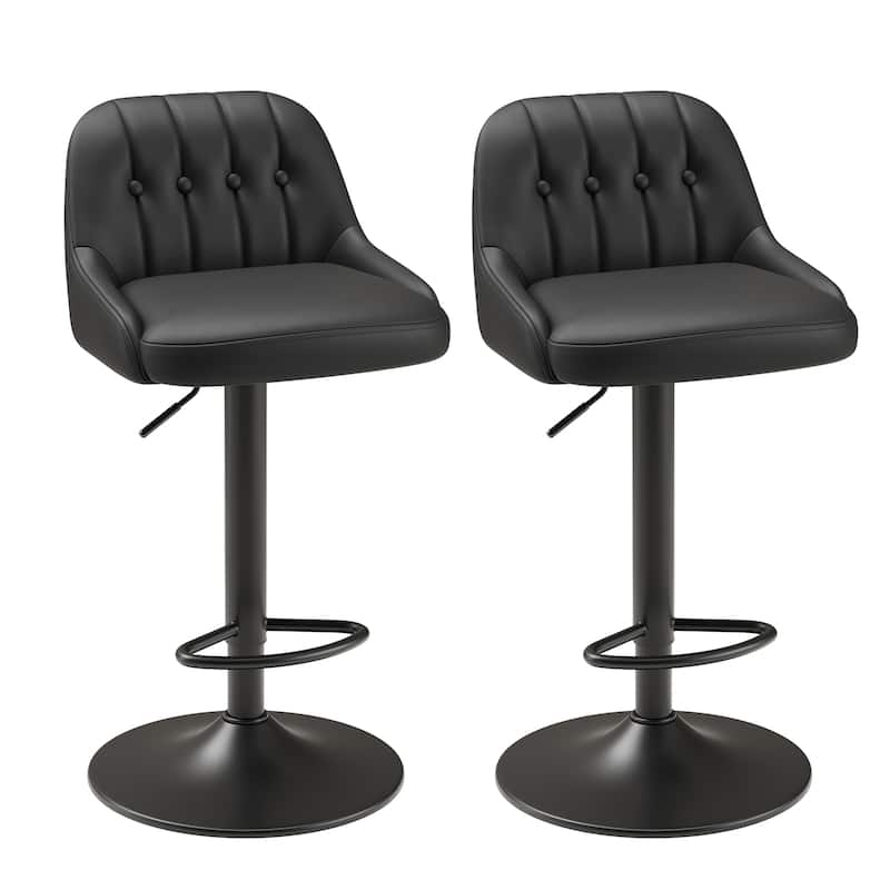 RENEWLINE Adjustable Height Bar Stools with Back, 360° Swivel PU Leather Counter Stools( Set of 1/2/3/4/6)for Kitchen Island