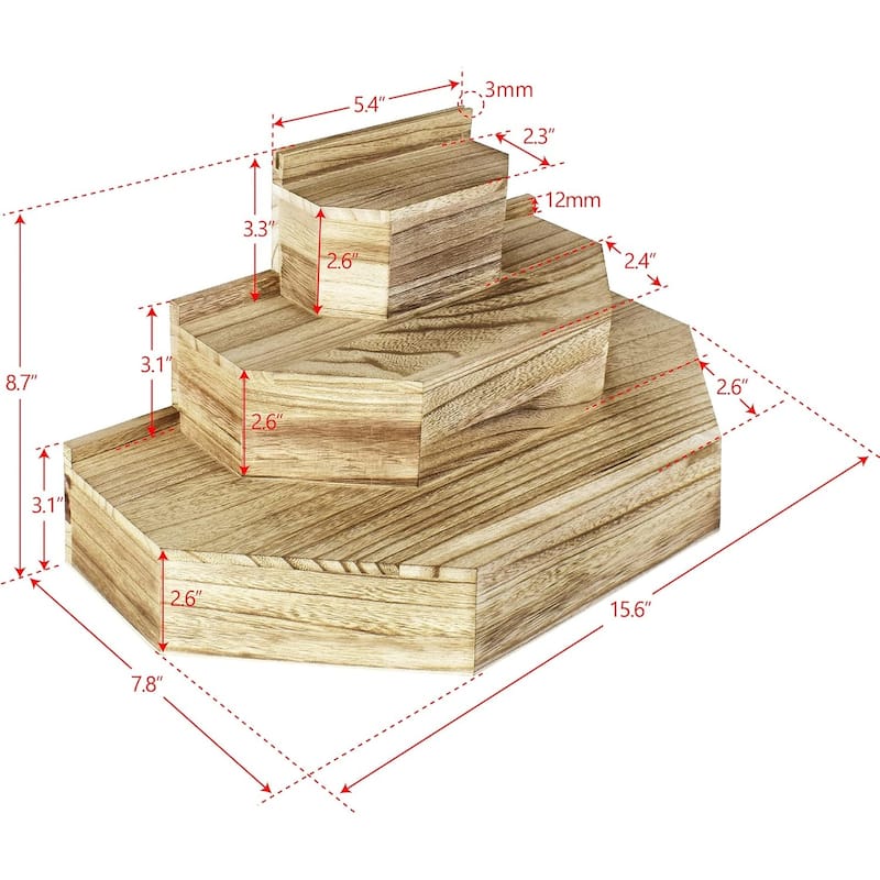 3-Tier Wood Stair Step Shelf Display Stand - S