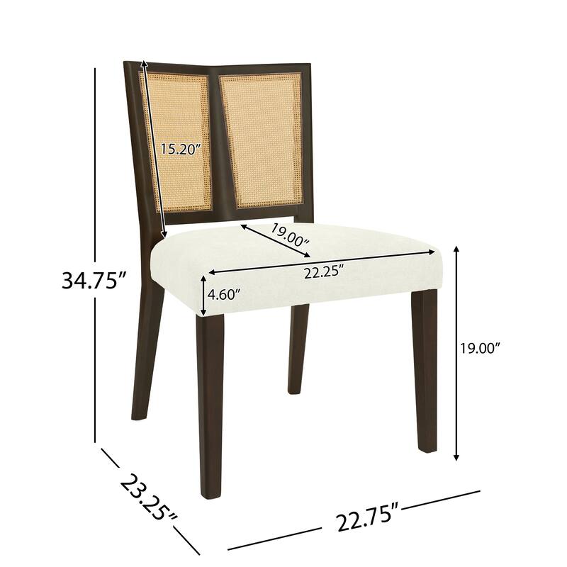 Mid-Century Modern Dining Chair with Rattan Back(Set of 2)