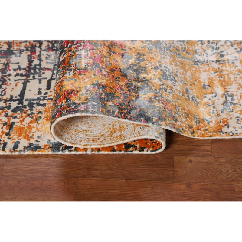 Contemporary Abstract Area Rug Hand-Knotted Bedroom Wool Carpet - 5'3" X 7'5"