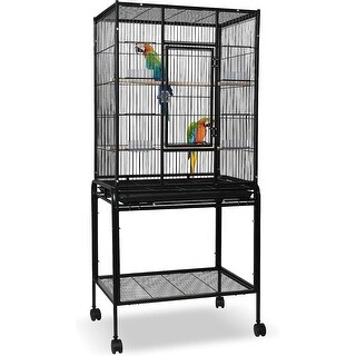 53 Inch Bird Cage with Rolling Stand & Storage Shelf, Large Iron Parrot ... - Parrot Cage For Large Conure In Usa