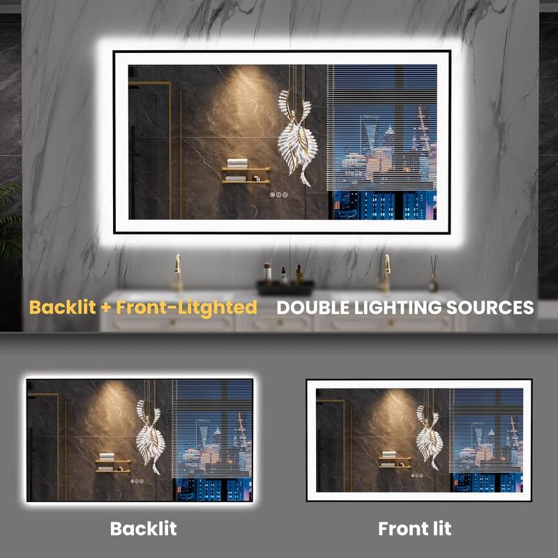 55x30 Inch Frameless LED Bathroom Mirror,Smart Mirror
