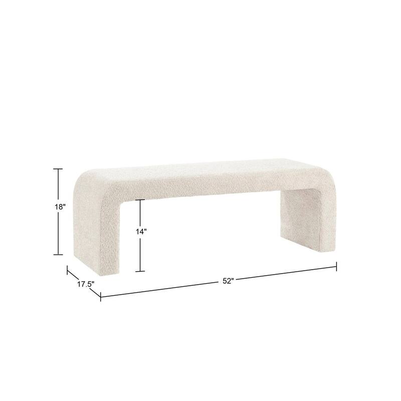 Boucle Waterfall Bench Beige 42"W - Cream