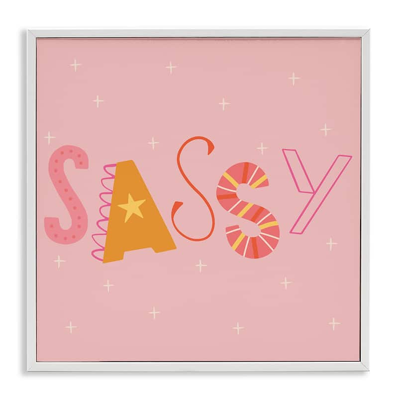 Stupell Pink & Yellow Sassy Typography Framed Giclee Art Design By Sazerelli Designs - 24 x 24 - White