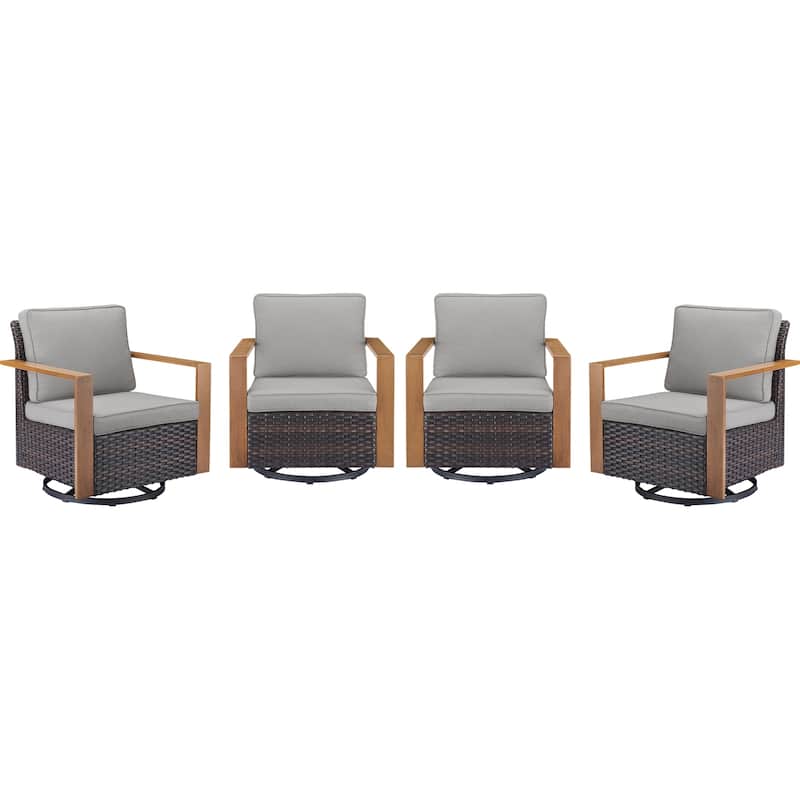 Pocassy 4 Pieces Outoor Swivel Chairs Glider Chair Set