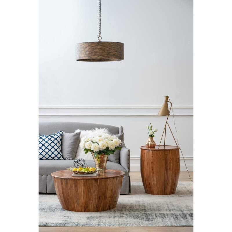 22x22x25" Drum Side Table With Tray Style Top