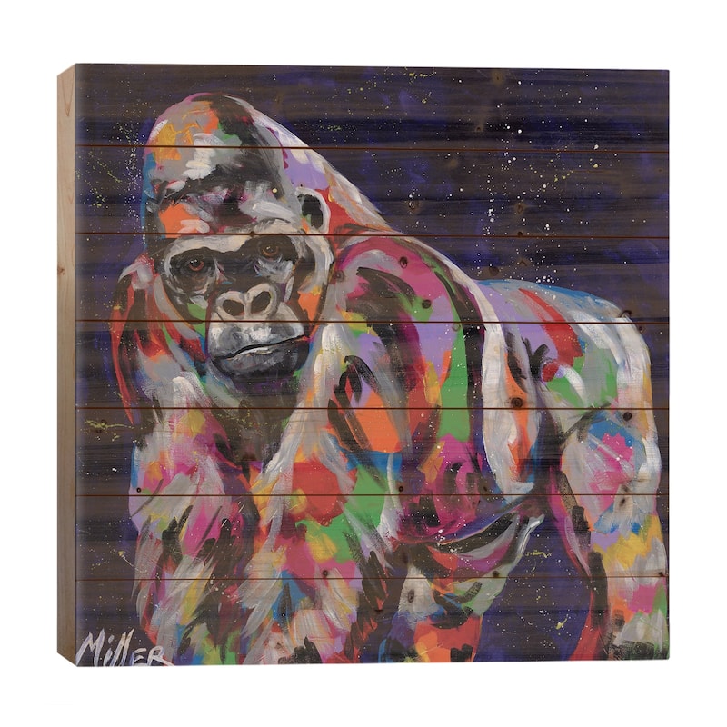King of the Jungle Print On Wood by Tracy Miller - Multi-Color - 26x26x1.5