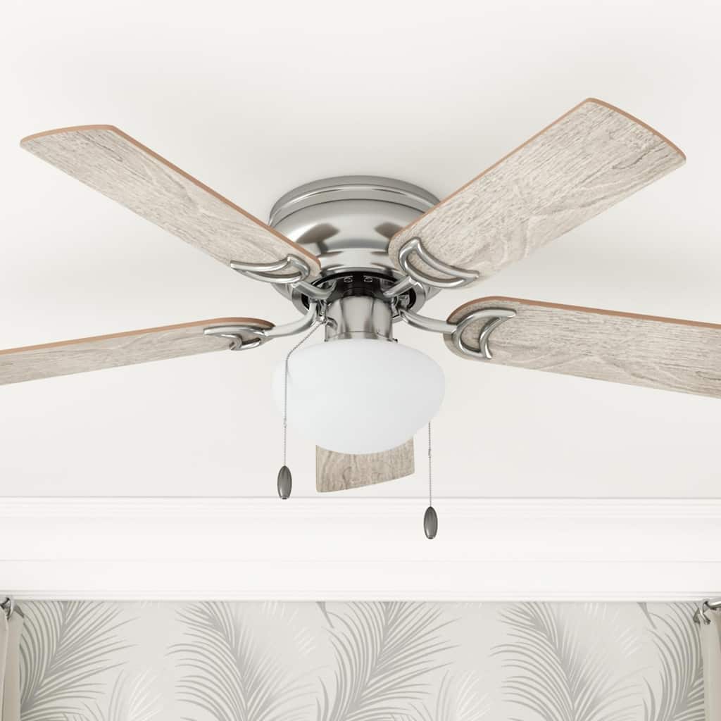 42" Prominence Home Alvina Satin Nickel Traditional Indoor LED Ceiling Fan with Light, Pull Chain