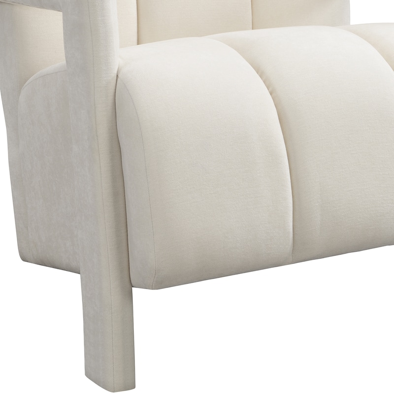 Polyester Modern Minimalist Armchair with L-Shaped Armrests, Thick Cushioning, and Durable Fabric