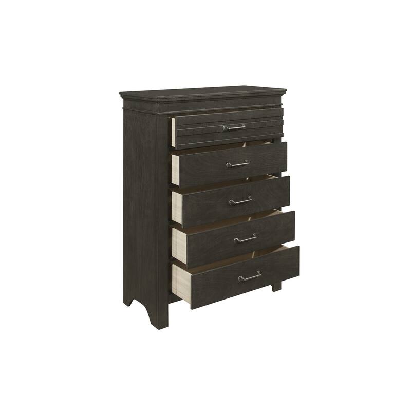 Hyacinthe 6 Piece Farm Charcoal Gray Modern Panel Bedroom Set
