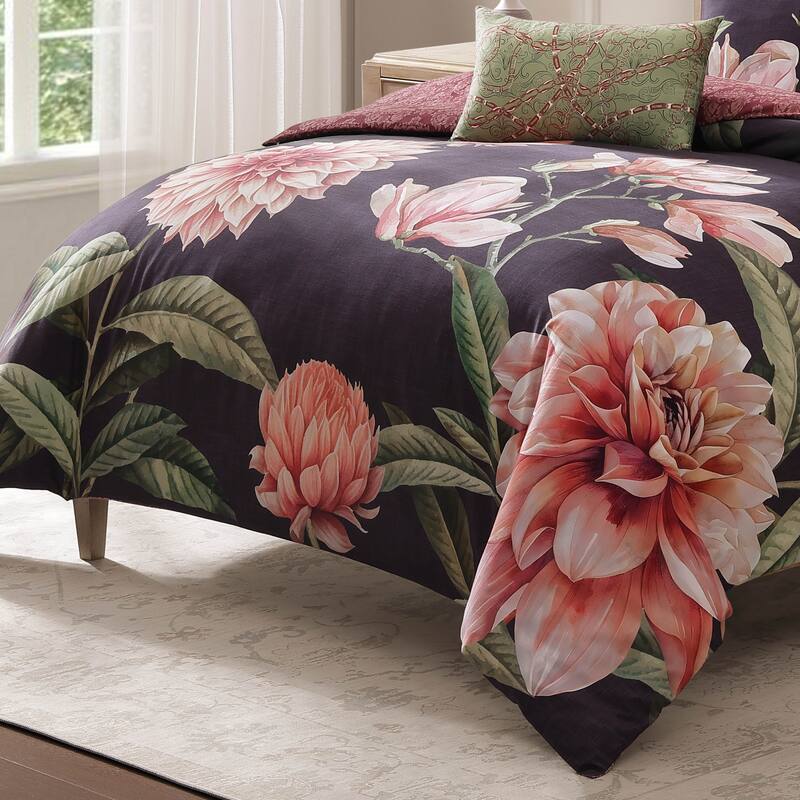 Bebejan Blush Serenade 100% Cotton Sateen 5 Piece Reversible Comforter Set