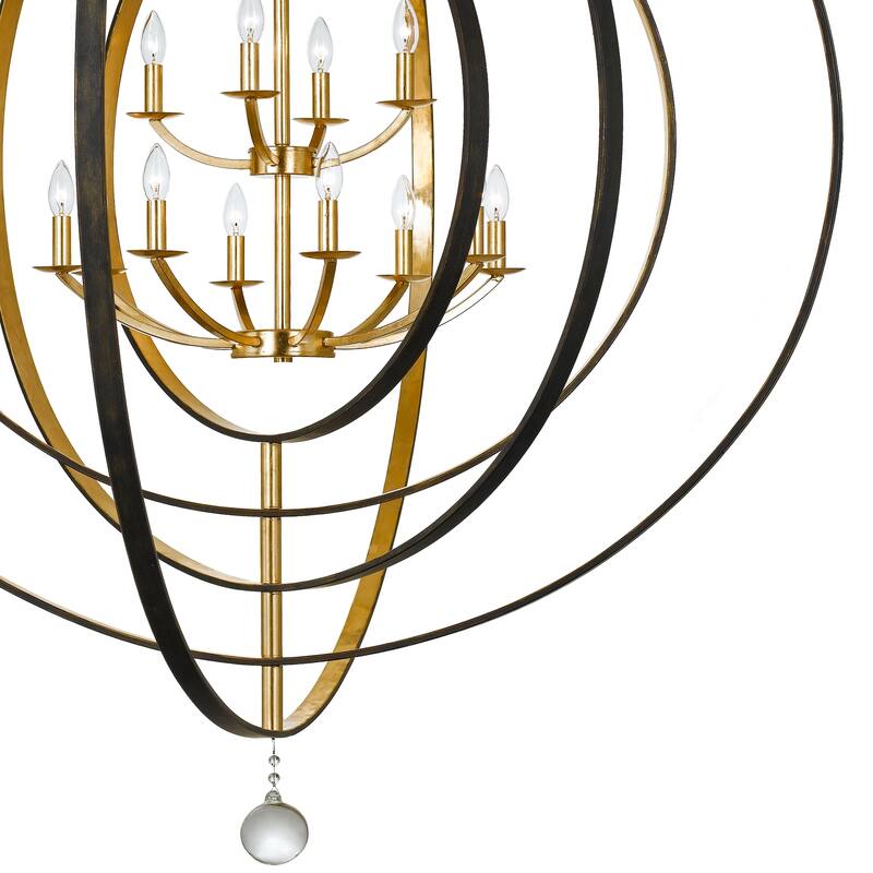 Luna 12 Light Bronze & Gold Chandelier - 60'' W x 63'' H