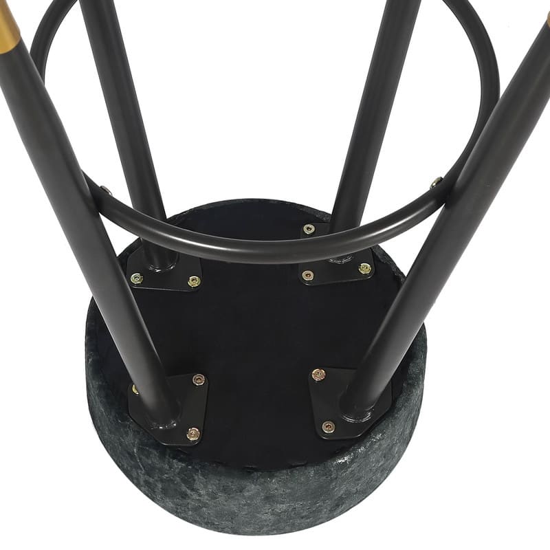 Adeco Modern Velvet Bar Stools Set of 2 Round Breakfast Footrest - 20.5"D x 20.5"W x 29.5"H.