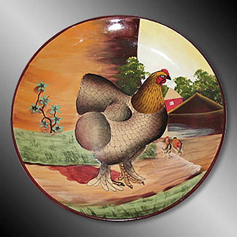 Collector Plates Brown Hen Handpainted Stoneware Plate 10" Renovators Supply