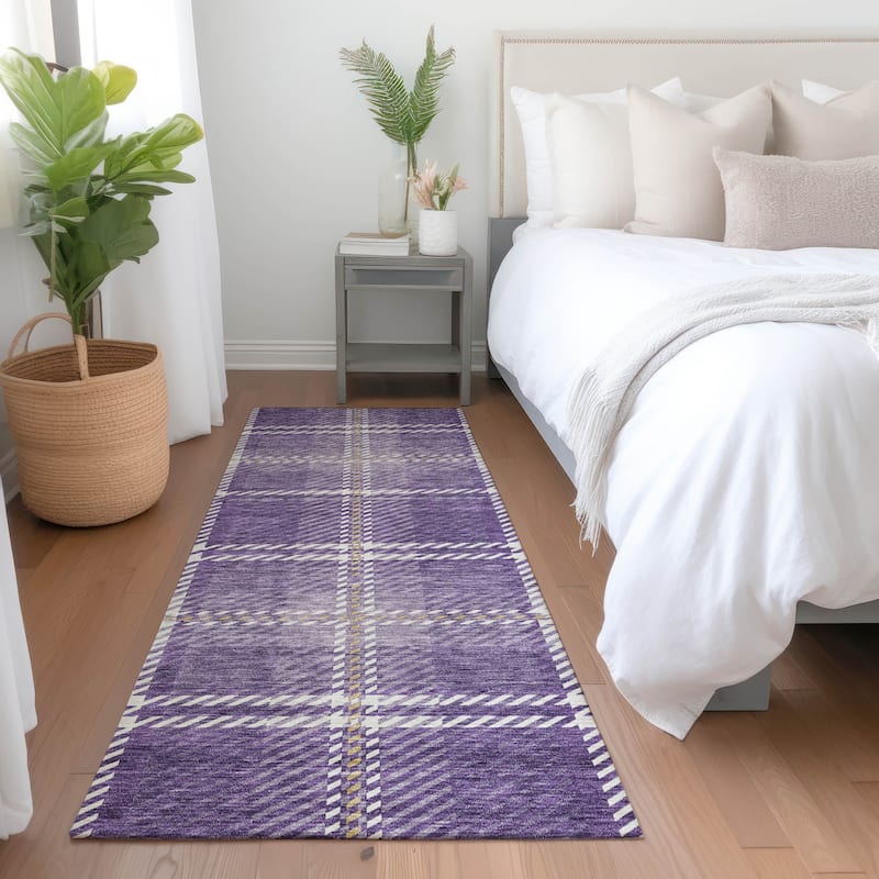 Premium Washable Super Soft Plaid Mayfield Rug - Purple - 2'3" x 7'6"