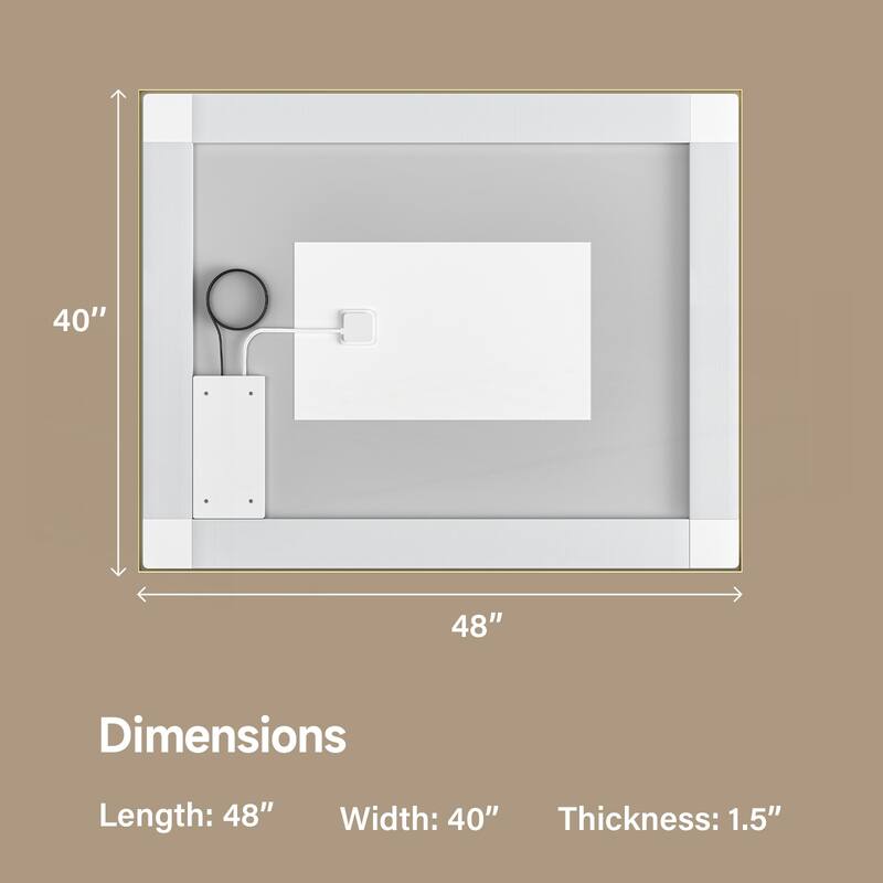 Gold Tempered MirrorDual LED Light StripsFront and Back Lighting
