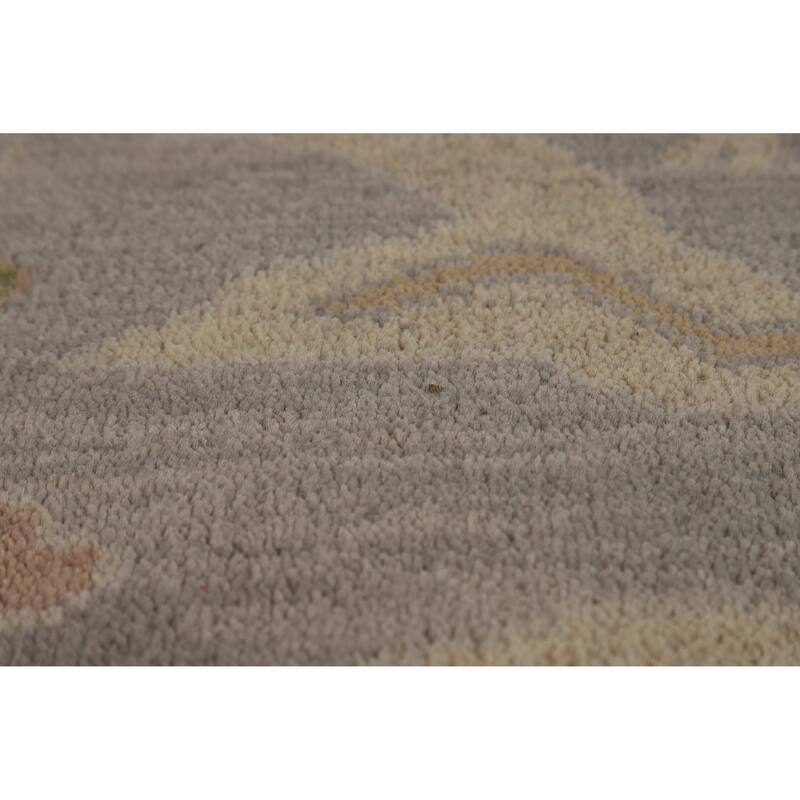 All-Over Gray Oushak Indian Area Rug Hand-Knotted Wool Carpet - 9'3" x 12'0"