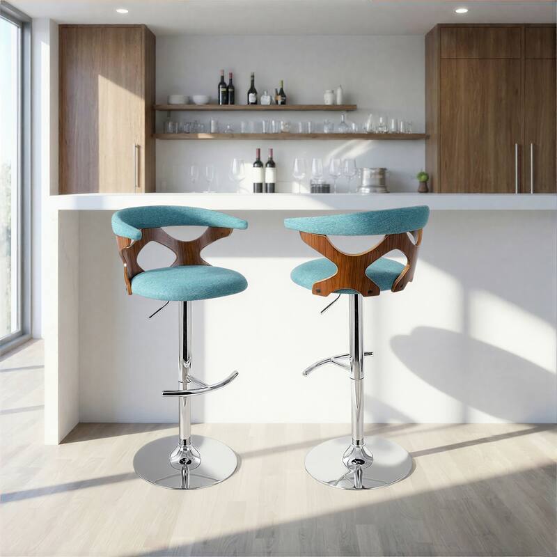 Carson Carrington Viby Walnut Wood Mid Century Modern Adjustable Bar Stool