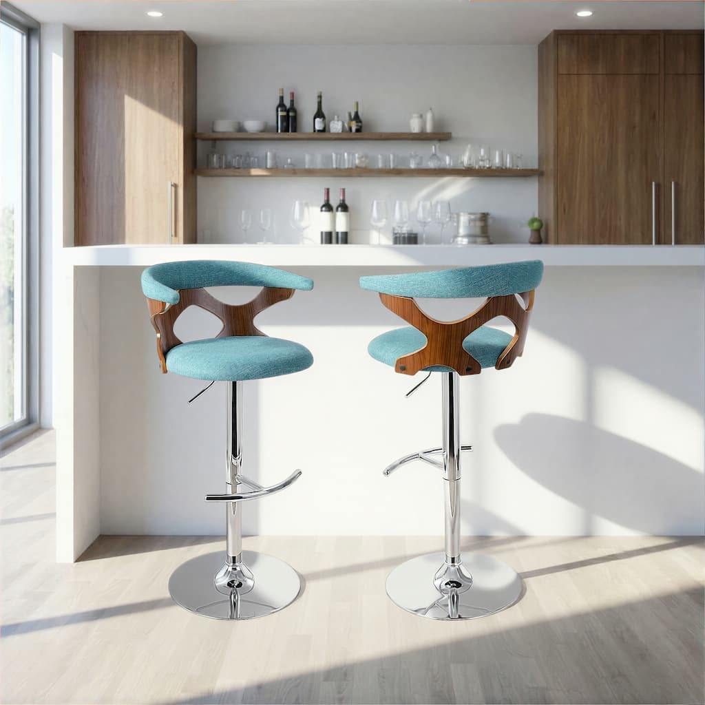 Carson Carrington Viby Walnut Wood Mid Century Modern Adjustable Bar Stool