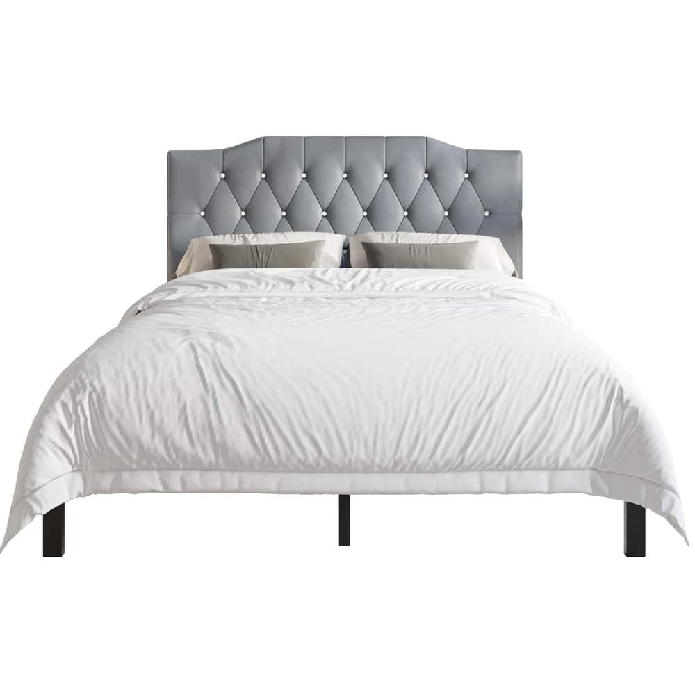 CraftPorch Modern Velvet Tufted Upholstered Platform Bed