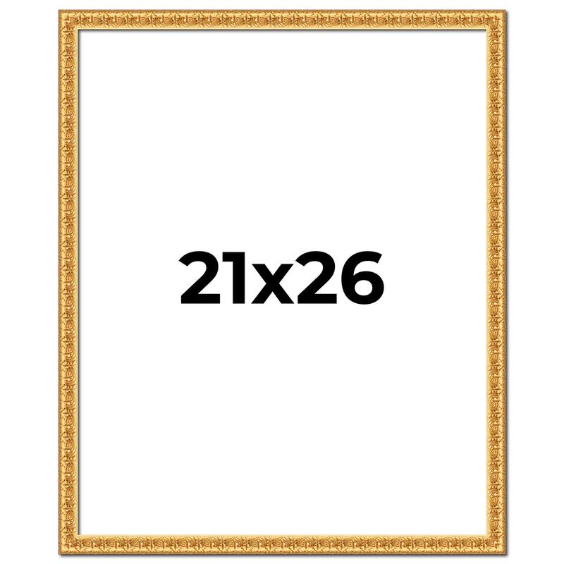 21x26 Frame Gold Real Wood Picture Frame Width 1 inches | Interior