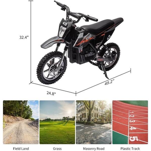 dimension image slide 1 of 2, 36V Kids Electric Motorcycle, Leather seat, 350W Brushed Motor