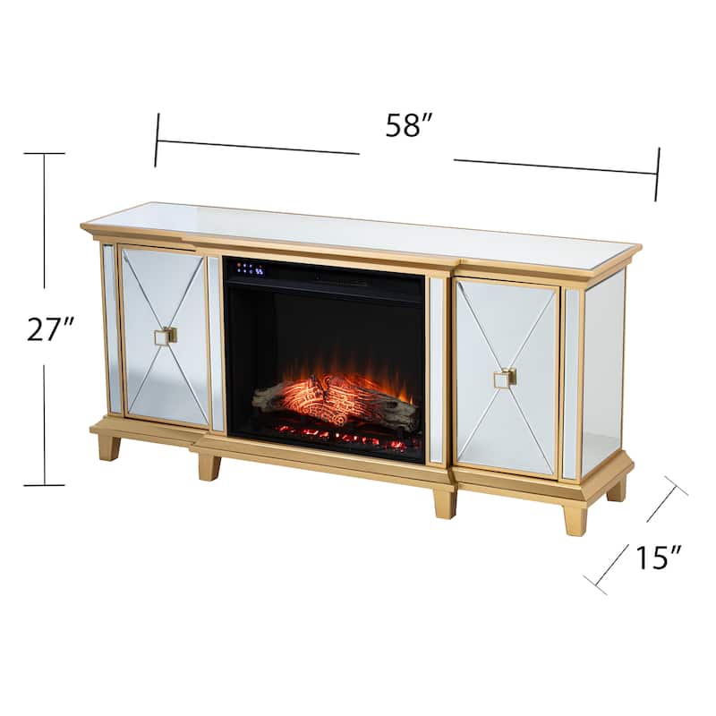 SEI Furniture Talmar Mirrored Fireplace Media TV Stand for TV's up to 62"