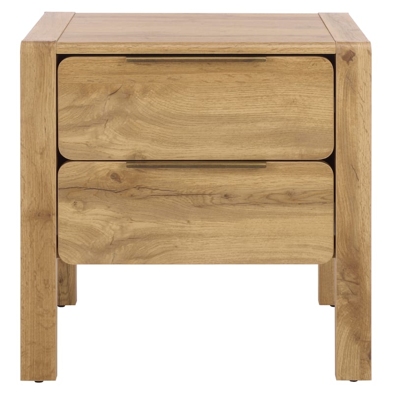 SAFAVIEH Home Angeria 2-Drawer Nightstand - Oak/Brass