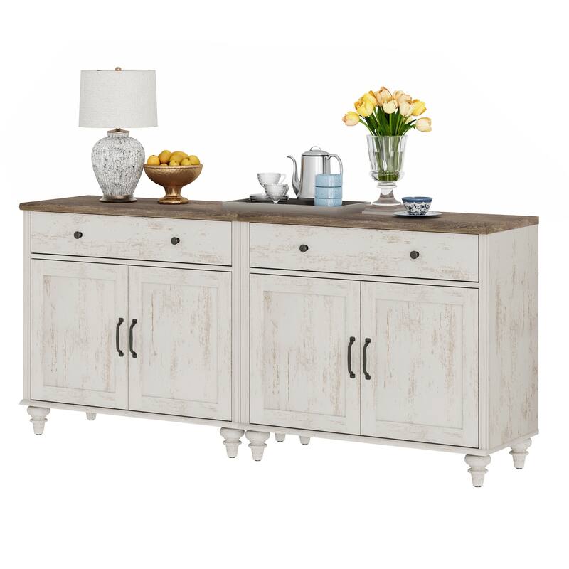 Farmhouse TV Stand for 75 inch TV, TV Console with Storage