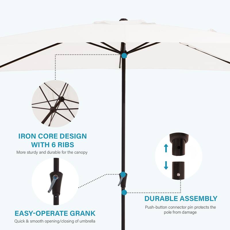 8*10ft Rectangular Patio Market Umbrella with Crank & Tilt，UV-Resistant