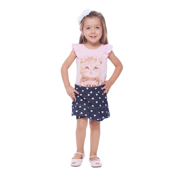 Shop Toddler Girl Outfit Graphic Shirt and Polka Dot ...