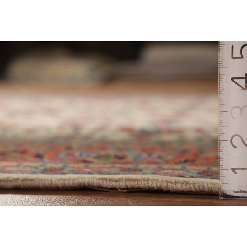 Hand Knotted Oriental 100% Wool Carpet Traditional All-Over Beige & Ivories Sarouk Area Rug - 9' 10'' X 6' 7''