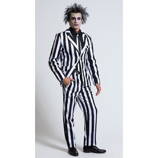 Shop Men S White And Black Striped Suit Costume As Shown Overstock 17882986