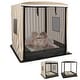 preview thumbnail 1 of 4, Kids Wooden Sandbox w/ Canopy Large Sand Pit w/Mesh Door Brown