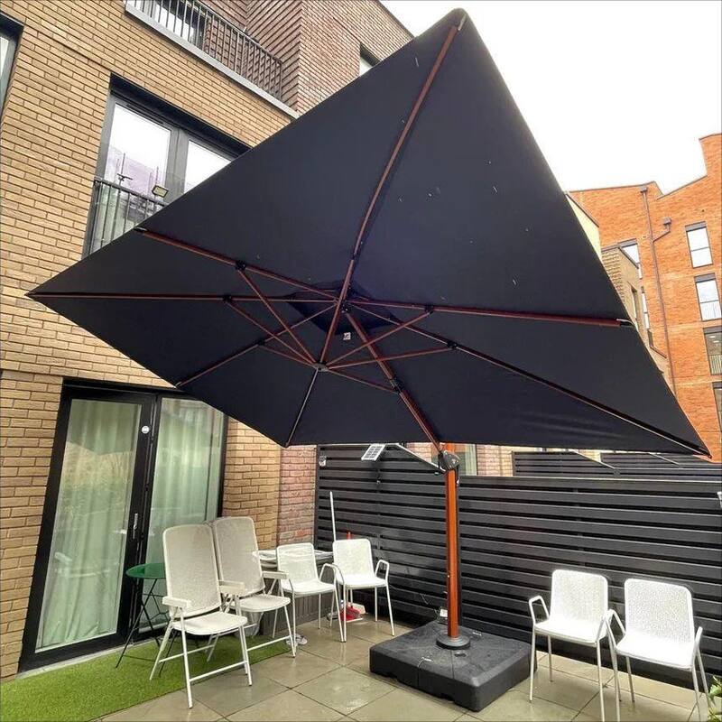 PURPLE LEAF 9x12/10x13ft Rectangular Patio Cantilever Umbrella in Wood Color