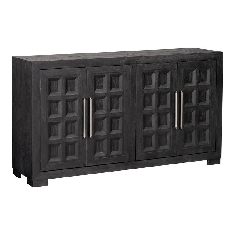 Furniture of America Durem Modern Solid Wood 4-Shelf Coffered Panel Dining Server